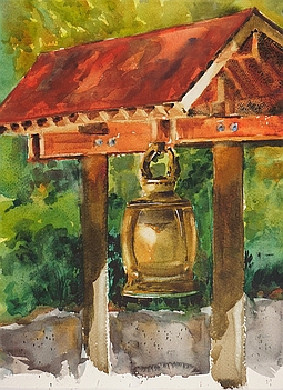 Photo of Suze Woolf painting of Kubota Garden Bell
