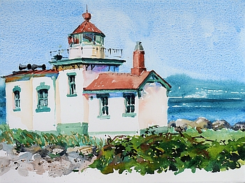 Suze Woolf painting of West Point Lighthouse