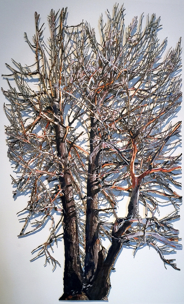 Photo of Suze Woolf painting of burned tree