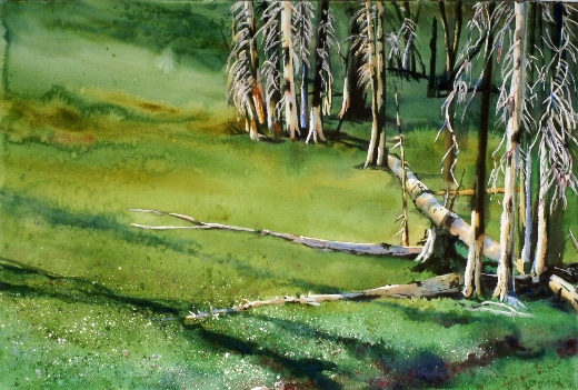 Grass Returns First is a Suze Woolf watercolor painting