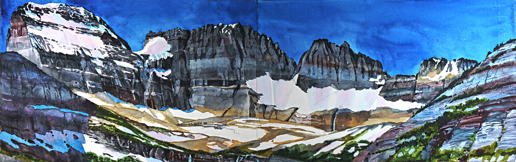 Suze Woolf painting of the Grinnell Glacier moraines