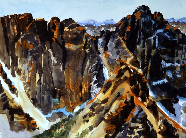 Grimface Mountain is a watercolor painting by Suze Woolf
