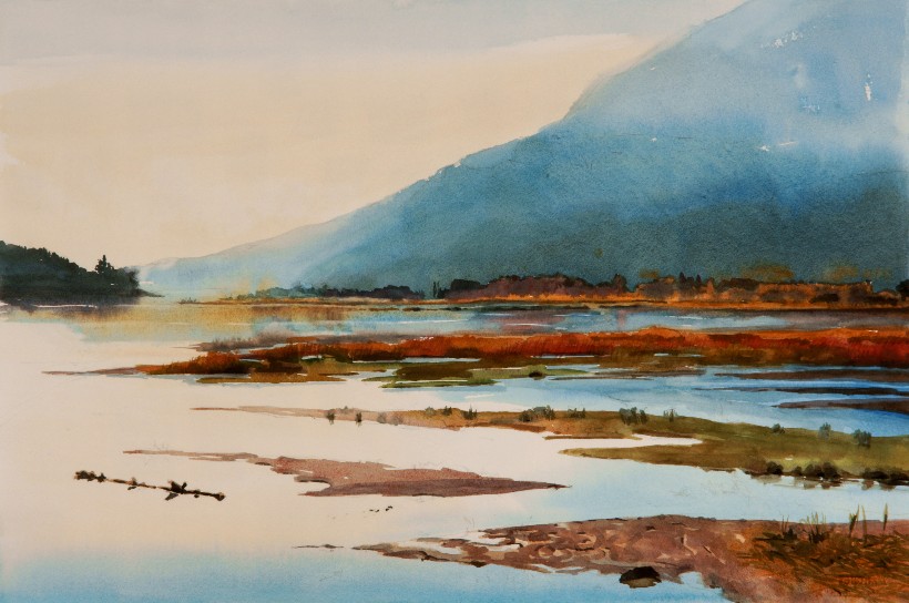 Estuary, a Suze Woolf watercolor painting for the Nature Conservancy