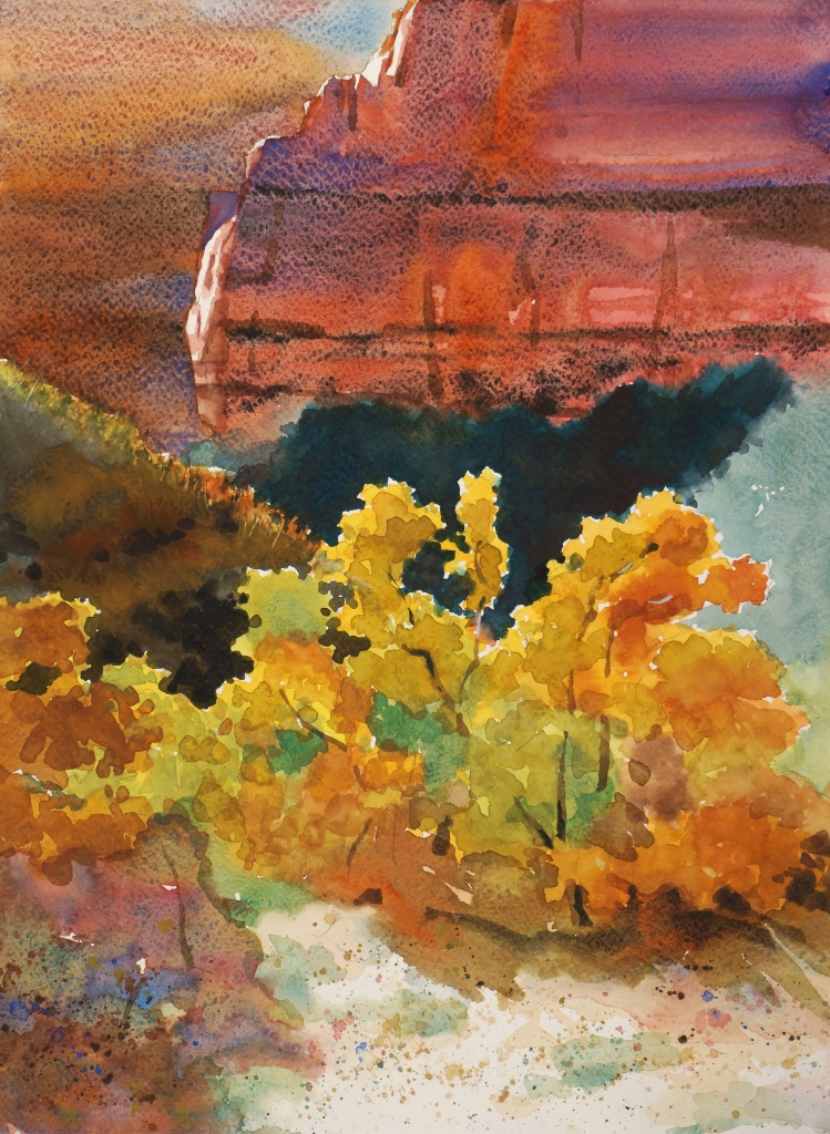 Suze Woolf watercolor painting of Zion National Park