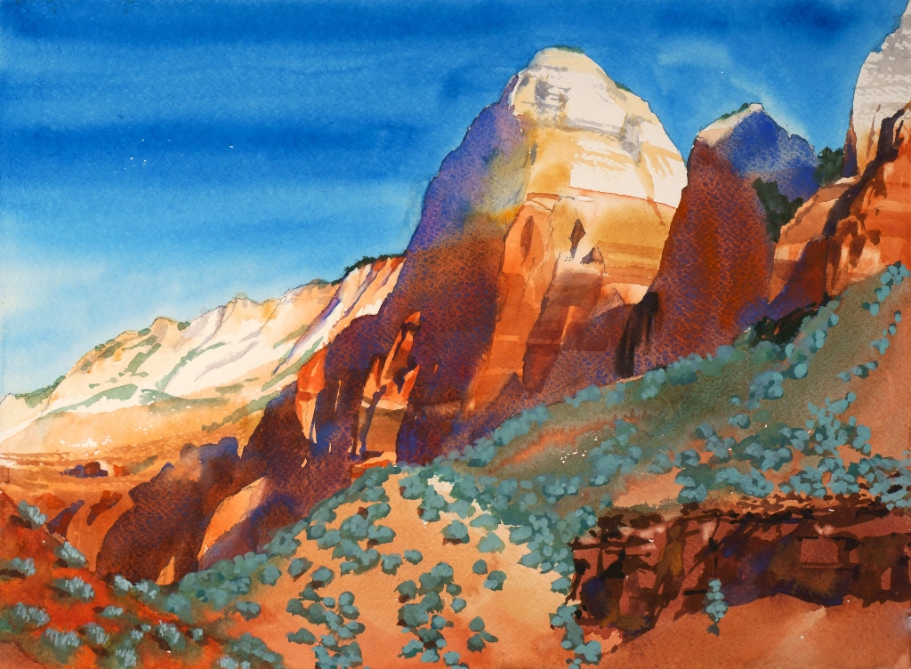Szue Woolf watercolor painting of Zion National Park